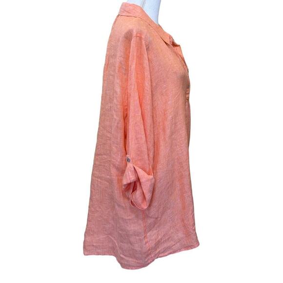 JNY orange/peach linen tunic, 2X, grandma core, layering, coastal, vacation - Picture 2 of 6